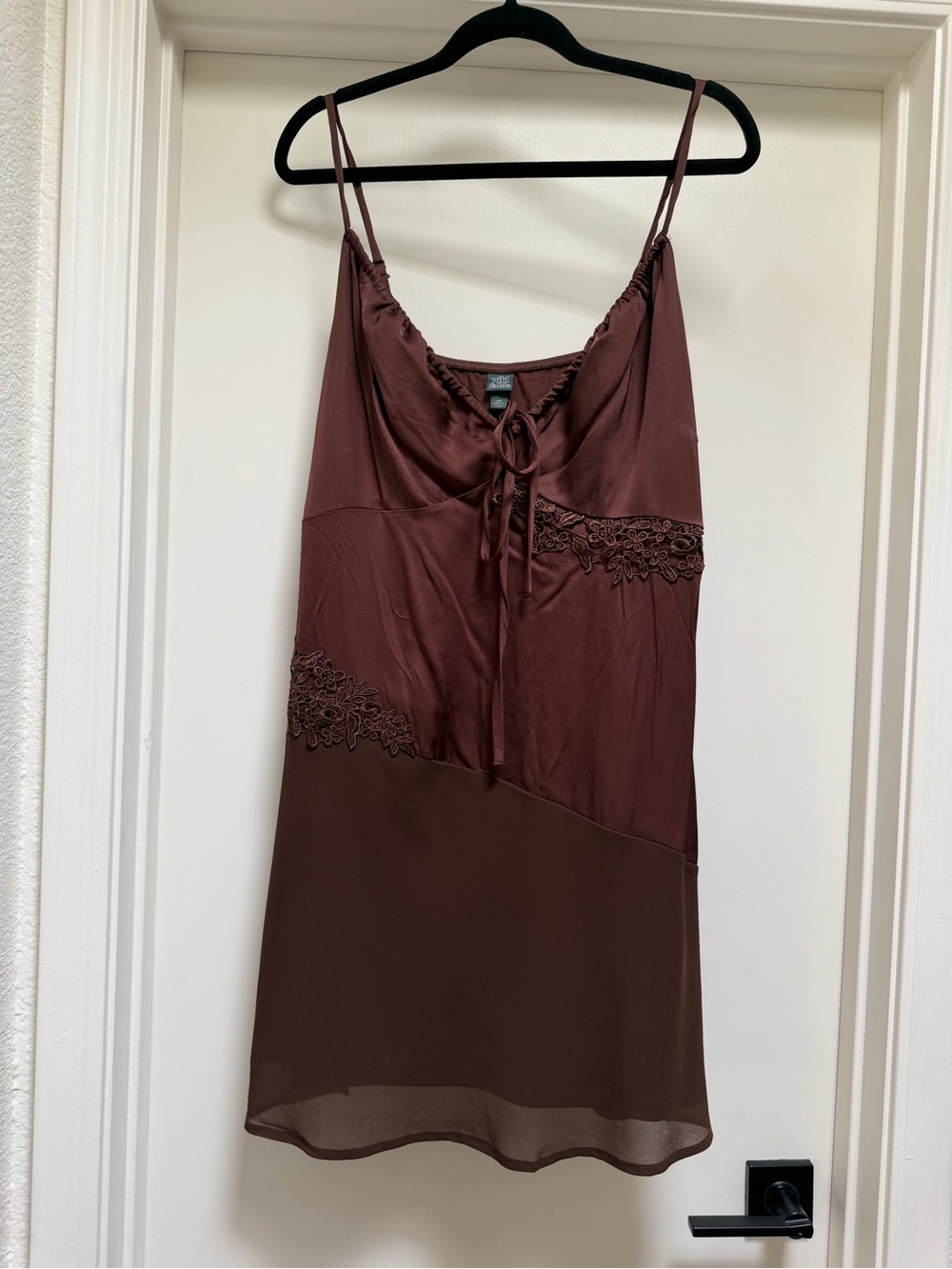 wild fable Brown Lace-Trim Slip Cami Dress